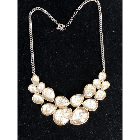 Designer Inspired Champagne Yellow Lucite Bead Statement Necklace, Casual 19” - Picture 2 of 5
